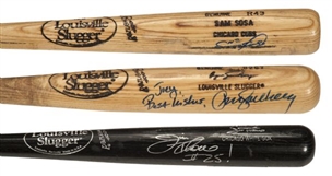Chicago Sluggers Collection of (3) Signed Pro Model Bats: Ryne Sandberg, Sammy Sosa, and Jim Thome